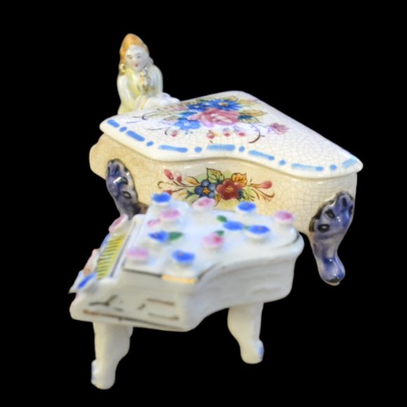 Vintage 3 Piece Piano Set 2 Pianos Piano Player Floral Design Japan - Picture 1 of 14